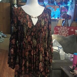 Floral Paisley Long Sleeve Blouse Size 3X By Spense